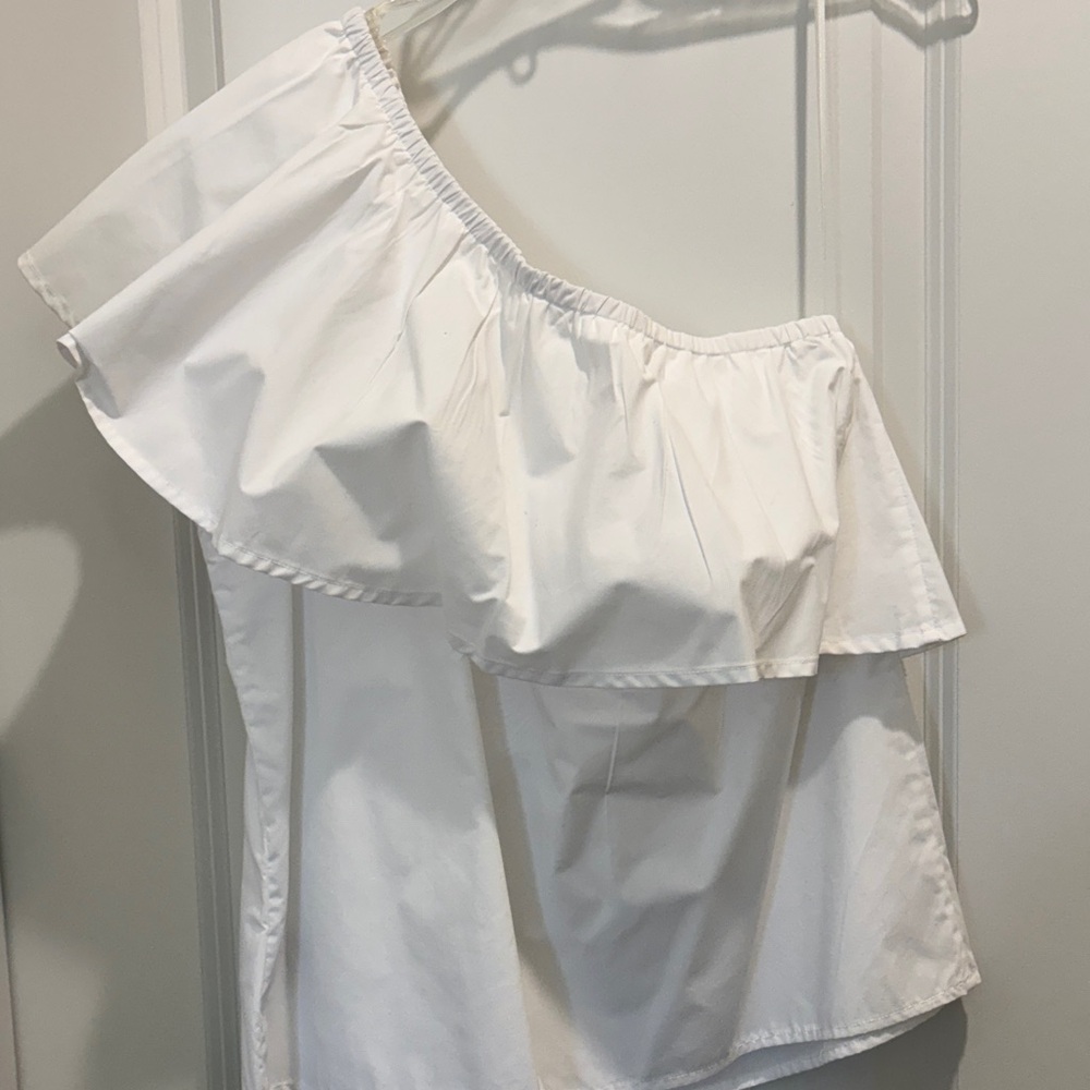 GAP White One-Shoulder Ruffle Top - Picture 8 of 10